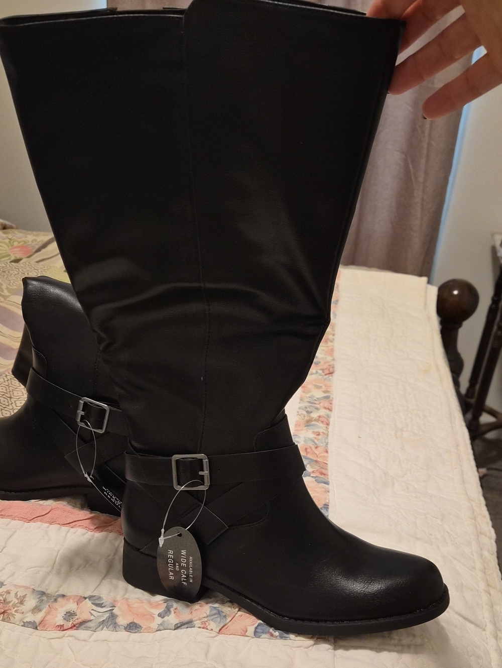 Style & Co. Black Knee-High Buckle Riding Boots